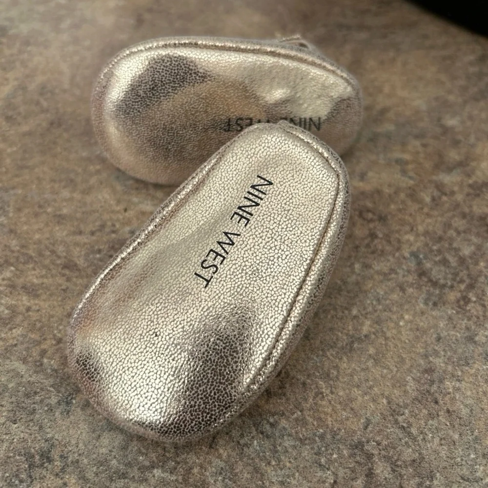 Nine West Metallic Gold Glitter Strap Mary Jane Shoes